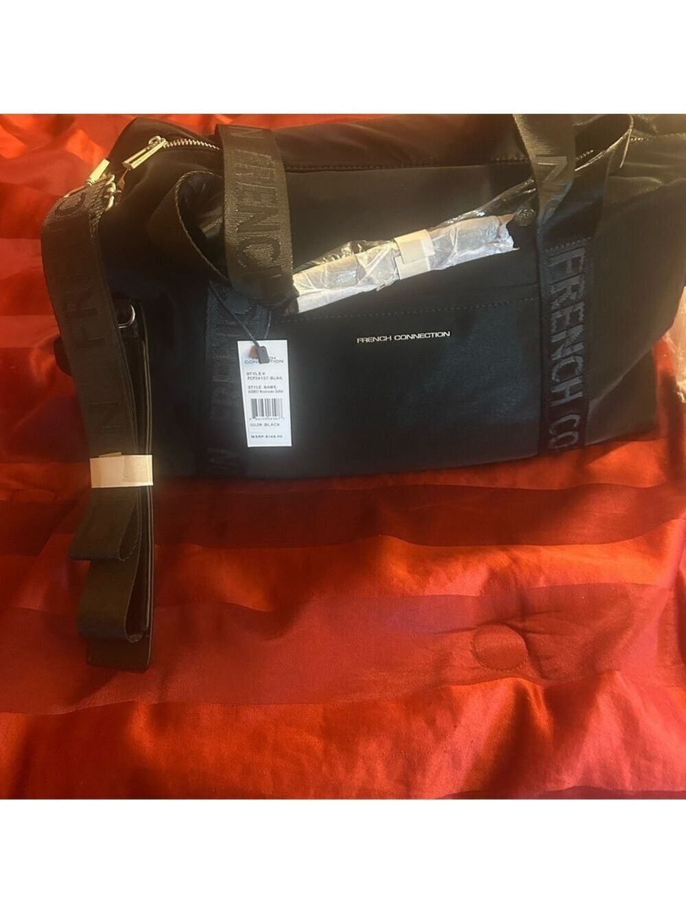 French Connection Black weekender  Duffel Bag Sleek Design